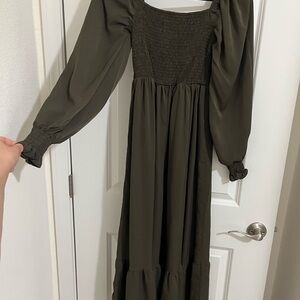 Elegant Olive Green Maxi Dress